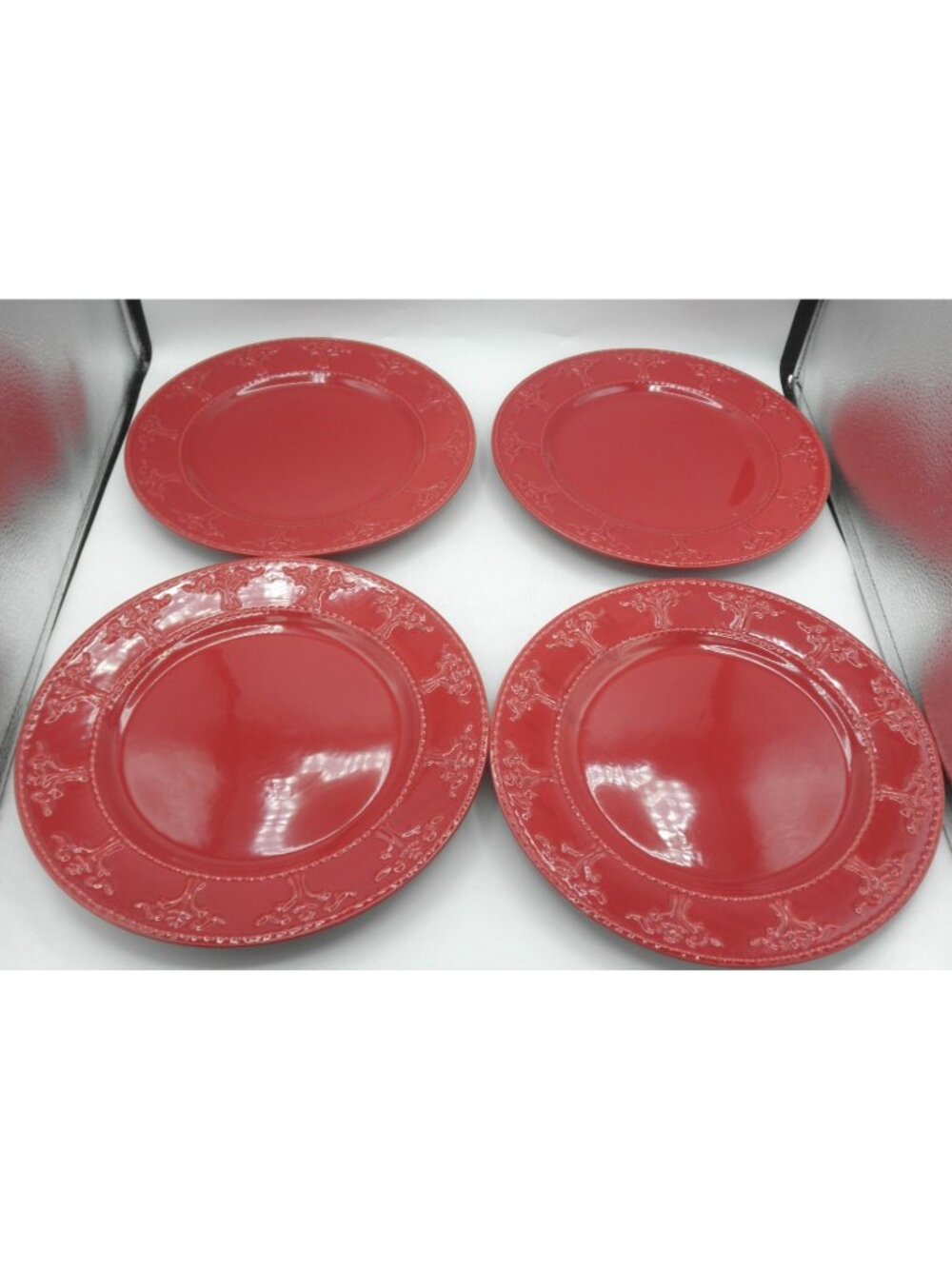 Athena Red by JC Penney Home 10-3/8 inch Dinner Plates Set of 4 Pattern: JCPATHR